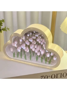 20pcs Tulip Cloud Night Light,(Battery Powered)Floral Ambiance Lamp,Turns On As Night Light, Turns Off As Mirror,Suitable For Valentine's Day Gift/Desktop Decor/Home Decor/Bedroom/Romantic Atmosphere/Birthday Present, A Romantic Fairy Lamp