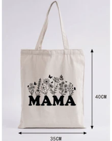 1 pieza Bolsa tipo tote de tela manta con estampado del DÍA DE LAS MADRES, regalo para mamá ideal, bolsa de hombro de buena calidad, resistente y reutilizable, diseño tierno y moderno para e - Multicolor - Ver 6