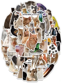 25/50 pezzi Simpatici adesivi divertenti a tema gatto, adatti per decorare taccuini, custodie per telefono, diari, borracce