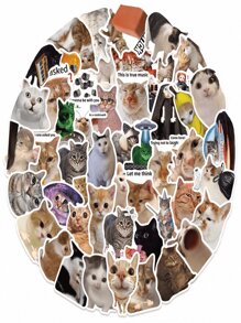 25/50 pezzi Simpatici adesivi divertenti a tema gatto, adatti per decorare taccuini, custodie per telefono, diari, borracce