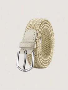 1 pieza Cinturón elástico tejido unisex, correa versátil de lona sin agujeros casual para el verano, escuela