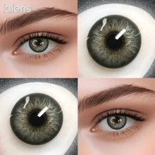 Lalens Lentes de contacto de color rosa en forma de corazón Lalens Sweet Heart, de uso semestral, para ojos marrones oscuros. Lentes de contacto de color azul natural, de uso semestral, para ojos marrones claros. Lentes de contacto de color gris, de uso diario, de 6 meses de duración, para embellecer los ojos. Dos piezas de lentes de contacto de color suaves en un solo paquete.