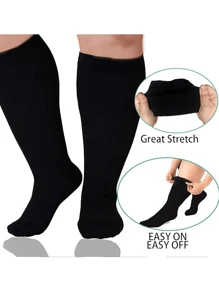 3 Pairs Plus Size Compression Socks Circulation 15-20 Mmhg For Women Men Wide Calf Pregnancy Maternity Knee High Best Rated Support For Pregnant Medical Running Nursing Athletic Fit Cycling