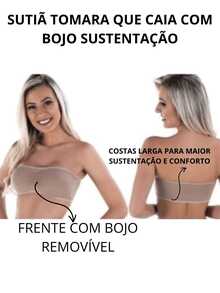 Top com Bojo Removível Sem Alça Ideal para o Dia a Dia Conforto Máximo Sutiã Top Faixa Bustiê Tomara que Caia Lingerie Sem Alça Sutiã Com Bojo Removível Melhor Custo Benefício 2em 1 - Preto - Visão 10