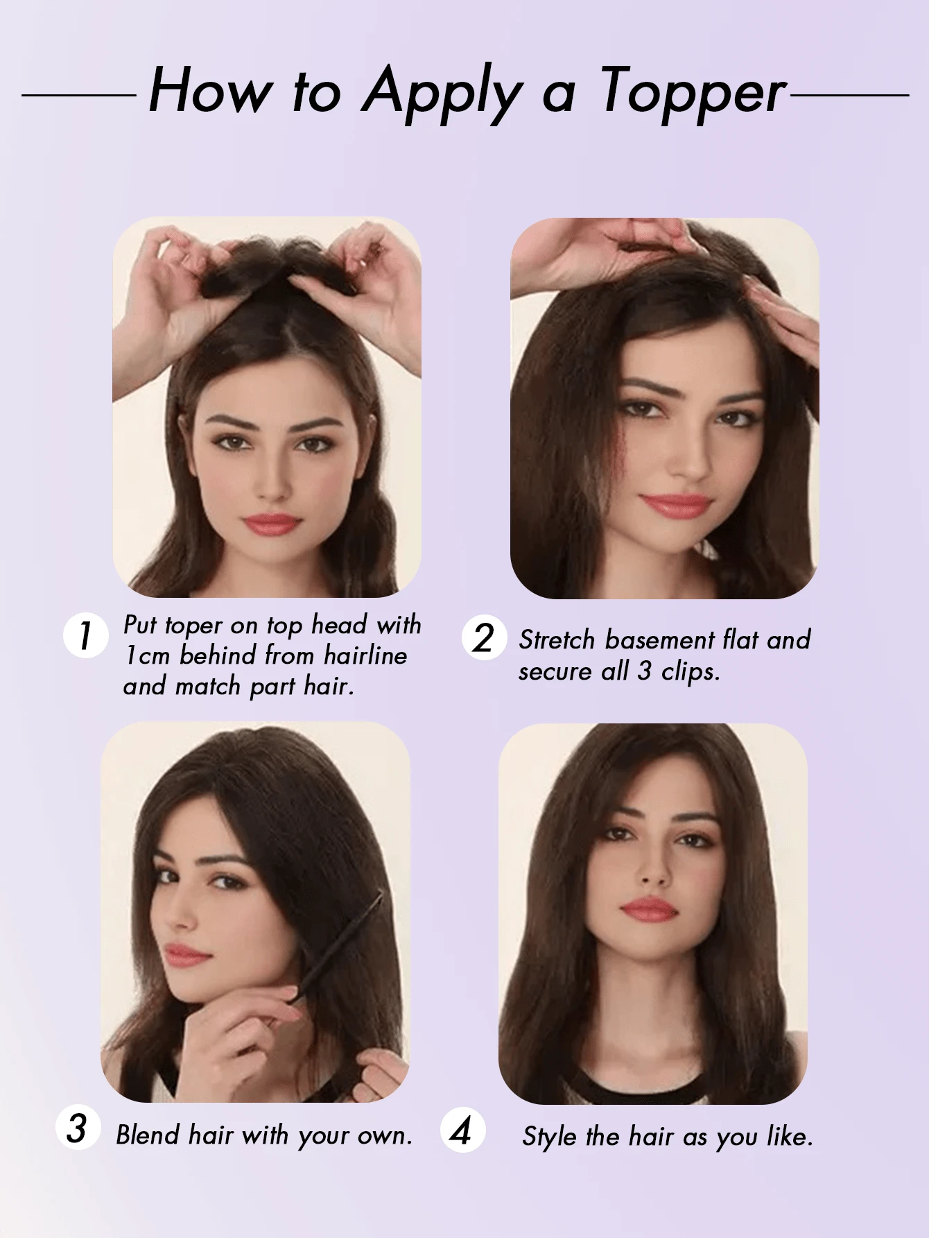 8-14 Inch Women's Bangs-Free Human Hair Topper, 360° Rotatable Upgraded Base With 3 Clips, Suitable For Thinning Hair, White Hair, Hair Loss, Adds Volume, Dark Brown Color - Dark Brown - View 1