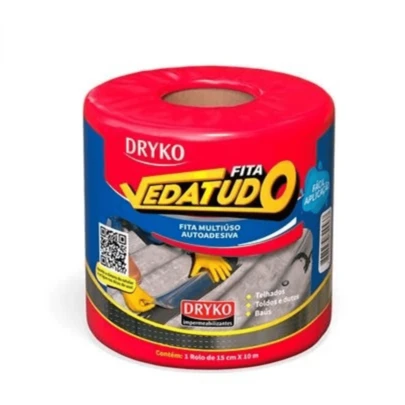 Fita Manta Asfáltica Aluminizada 15cm X 10m  Fita Auto Adesiva Vedatudo Dryko Impermeabilização