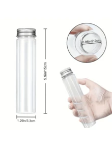 20 个 115 毫升/3.8 盎司透明塑料试管（带盖）、大号 150 X 33 毫米平底试管、小号万圣节糖果罐、铝制旋盖 - 适用于糖果、浴盐、科学实验和液体储存 - 無色 - 查看 3