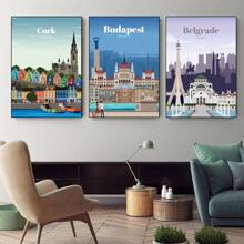 1pc/3PCS Images A Wall Arts Posters Modern Travel Amsterdam Tokyo London Iceland Bali Vancouver Travel Posters And Prints Modern Wall Art City Painting Landscape Oil Painting Frameless/Framed Canvas Art ,Wall Art With Frame