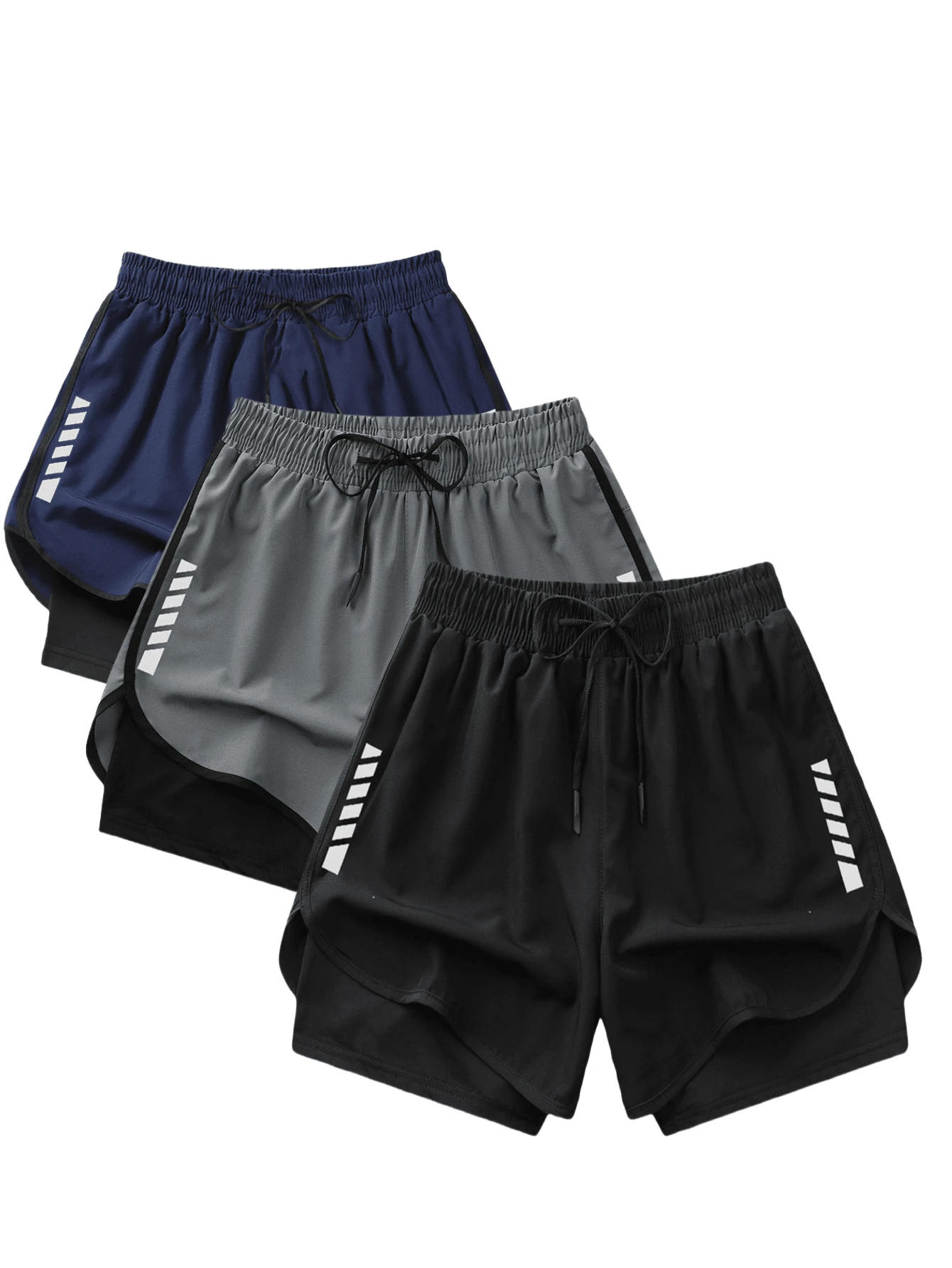 1pc (2-In-1) Women's Athletic Shorts | Quick-Dry Polyester & Elastane Blend | Breathable, Lightweight | Adjustable Drawstring Waistband | Geometric Pattern | Ideal For Fitness & Casual Wear | Machine Washable | Multi-Season Comfort, Active Lifestyle Apparel | Functional Design Shorts | Adjustable Comfort Shorts