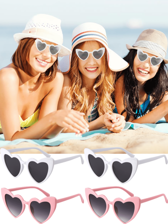 1/4 Pack Cute Vintage Heart Shaped Glasses For Women, Party Sunglasse,Fashion Cat Eye Lenses For Bridal Shower, Bachelorette Party, Wedding Gift, Fashion Accessory, Valentine's Day, Valentine's Day Wedding, Anniversary