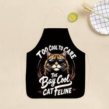 1 Stück modische Katzendruck Polyester-Schürze zum Kochen, Backen und Reinigen, ideal als Geschenk zur Abschlusszeit