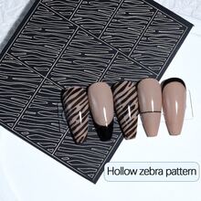 7件套美甲镂空贴纸套装，美甲模板，线条网格豹纹图案，让美甲/沙龙工作更轻松 - 彩色 - 查看 10