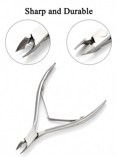 1件银色不锈钢指甲剪鹰嘴钳斜口厚脚趾甲死皮钳脚部修剪剪刀工具女美甲配件