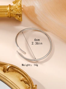 Minimalist Fashion Open Bangle Bracelet, Suitable For Daily Wear - 1 Silver Bracelet - View 2