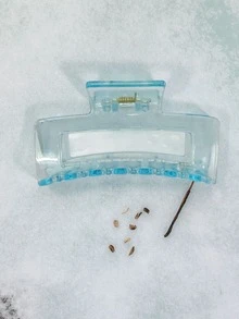 2pcs 8.5cm Multicolor Hollow Square Plastic Hair Claw - Black - View 11