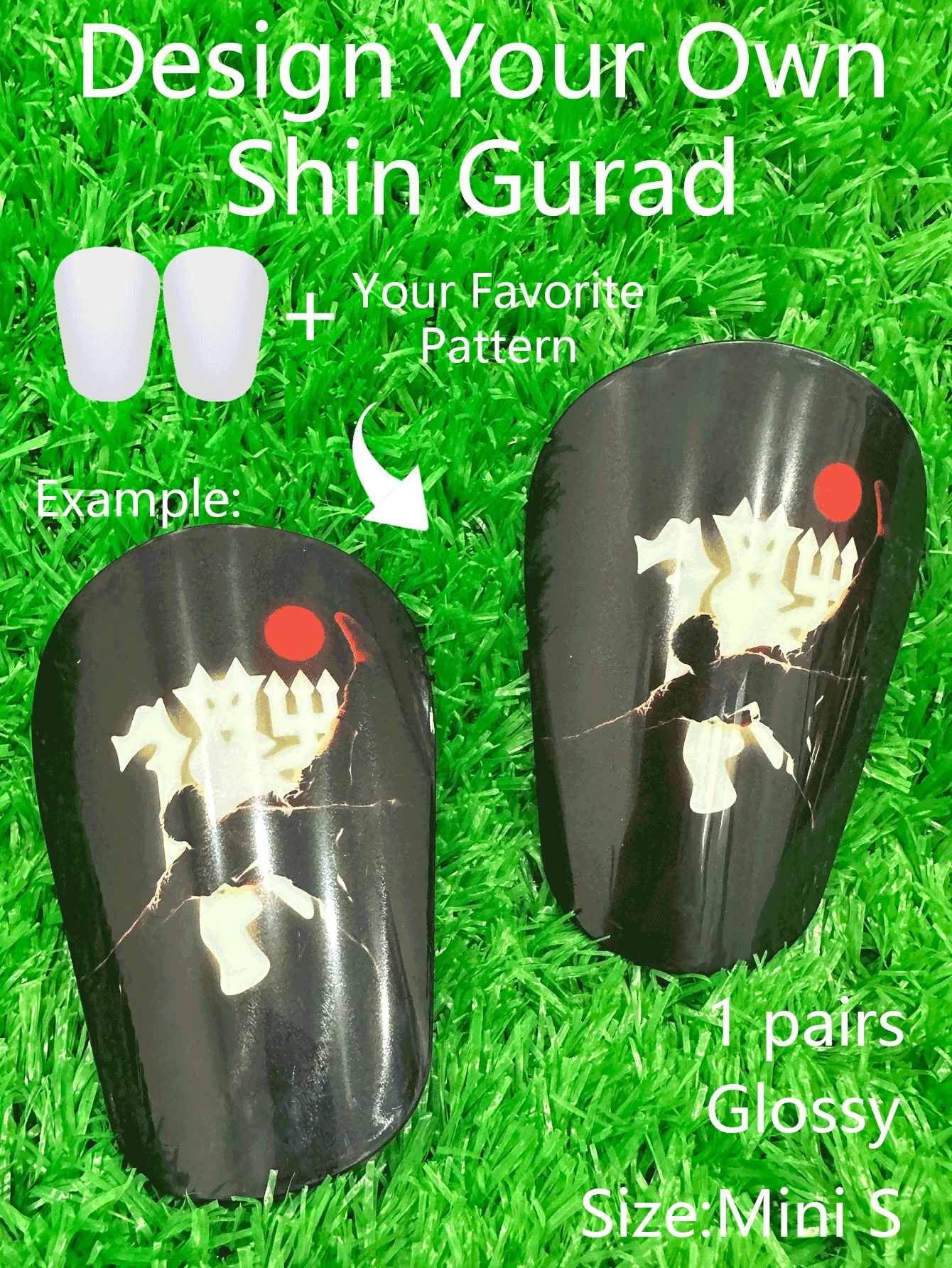 Custom Glossy Shin Guard, 10*6cm, Lightweight Personal Customized Shin Guard - Black - View 1