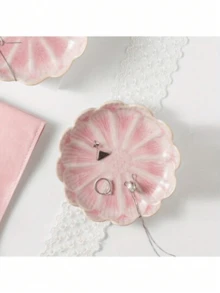 陶瓷荷叶珠宝托盘收纳盒 - 优雅的桌面收纳盒，适用于耳环戒指钥匙、情人节生日新年礼物、家居装饰、母亲节礼物，适合女士收纳盒、旅行必需品、返校宿舍收纳盒、秋季装饰 - 彩色 - 查看 3