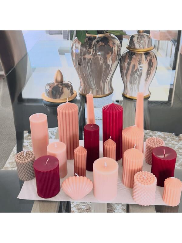 French Retro Gear Column Aromatherapy Candle | Pink Gold Luxury Smokeless Soybean Wax | Wedding Party Atmosphere Artifact | Home Aromatherapy+Photography Props | Romantic Gift Box For Birthday Graduation "
