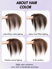 8-14 Inch Women's Bangs-Free Human Hair Topper, 360° Rotatable Upgraded Base With 3 Clips, Suitable For Thinning Hair, White Hair, Hair Loss, Adds Volume, Dark Brown Color - Dark Brown - View 8