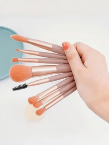 Set di mini pennelli per il trucco in stile macaron, 8 pezzi, kit portatile per occhi e blush, strumenti cosmetici per principianti