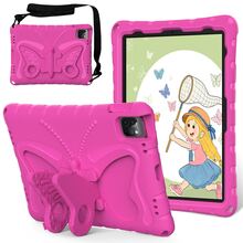 1pc Rose Red Butterfly Stand With Shoulder Strap EVA Tablet Protective Case, With Stand Function, Compatible With IPad And Sum Sang Galaxy Tablets / Redmi Pad Se