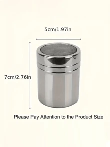 1Pc/2Pcs Stainless Steel Fine Mesh Powdered Sugar Shaker, Ideal For Cocoa, Cinnamon, Coffee Dusting - Easily Cleanable Metal Spice Dispenser For Home, Restaurant, Cafe Use