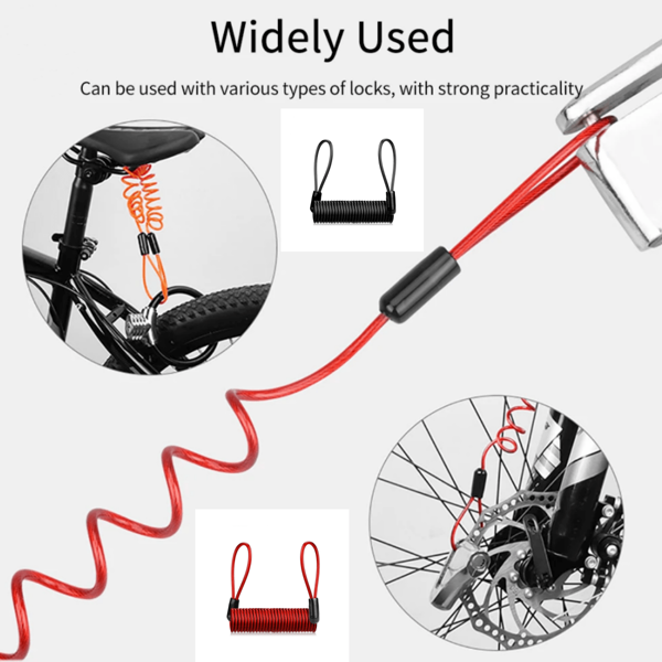 Candado de disco de freno para motocicleta, cable recordatorio para scooter, cuerda de resorte para bicicleta, bolsa, cable antirrobo, protección de alarma, herramientas de bloqueo