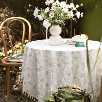 1 pièce Nappe vintage à fleurs éparses, décoration de style jardin de fleurs lilas pour le repas, le pique-nique