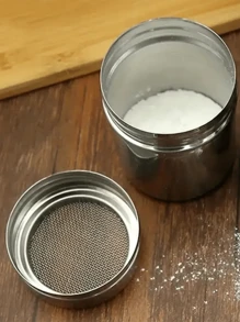 1Pc/2Pcs Stainless Steel Fine Mesh Powdered Sugar Shaker, Ideal For Cocoa, Cinnamon, Coffee Dusting - Easily Cleanable Metal Spice Dispenser For Home, Restaurant, Cafe Use