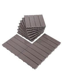 1/11/22/33/44/20/50pcs, 30*30*2cm Per Piece, Outdoor Flooring, Approximately 11 Pieces Required Per 1 Square Meter, Waterproof & Anti-Corrosion Plastic Wood Patio, Balcony, Yard, Garden Renovation DIY Flooring, Suitable For Garden, Balcony, Living Room, Kitchen, Moisture-Proof, Anti-Corrosion