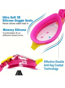 Swimming Goggles For Kids Youth Age 3-12 Years Old, Anti Fog & Clear Vision, No Leaking, Quick Adjustable Strap