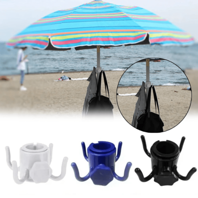 Gancho para guarda-chuva de praia, gancho de plástico com 4 pontas, para toalhas/chapéus/roupas/câmeras/óculos de sol/bolsas, adequado para viagens de praia e acampamento