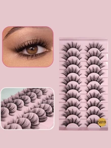 10 pares de pestañas de cómic, pestañas postizas de ojos de zorro y de gato, rizadas y esponjosas, pestañas de visón, extensiones de pestañas, efecto de maquillaje natural, adecuadas para maquillaje diario y maquillaje dramático, tiras de pestañas, pestañas, pestañas postizas