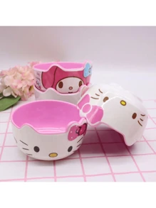 Sanrio 1PC/4PCS Mother's Day Pink Tableware Cute Kitty Soup Bowl Tableware Melamine Anti Drop Cartoon Shaped Rice Bowl,School Supplies