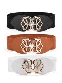 1pc/2pcs/3pcs/4pcs Elastic Waist Belt With Buckle Decor For Women Valentine's Day Valentines Summer, School Fall, Autumn, Halloween