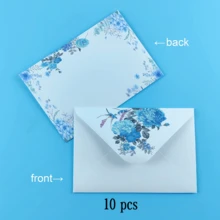 10/20/50 件优雅简约清新白色信封，带有牡丹和紫藤花卉图案，高端卡片，明信片，学校邀请函 - 彩色 - 查看 25