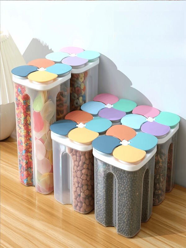 [Premium Food Storage - Perfezionismo, 3 Stili di Contenitori per Alimenti per la tua Scelta] 1 pezzo Contenitore di Stoccaggio per Alimenti in Plastica Sigillato con Scomparti Multipli, Barattolo per Conservazione Alimenti, Adatto per l'Organizzazione in Cucina, Può Essere Utilizzato per Conservare Cereali, Grani, ecc. Multi-Funzione Contenitore per Alimenti - Organizzatore Portatile a 4 Scomparti/2 Scomparti, Adatto per Spezie, Snack e Frutta - Scelta Perfetta per Casa, Ristorante, Ufficio, Feste e Regali, Colore Casuale