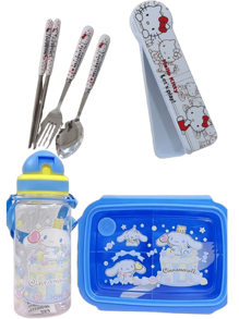 Sanrio Hello Kitty & Freunde 3-Fach Bento Box Set mit Trinkbecher - Süß Cartoon Kunststoff Kinder Lunchbox, perfekte Geschenkwahl für die