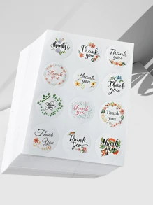 Rollo de 500 pegatinas con flores y texto 'Gracias' - Ideal para regalos de Acción de Gracias y decoración de tarjetas