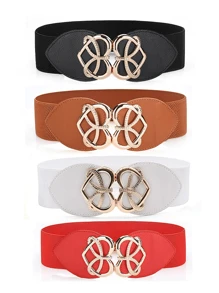 1pc/2pcs/3pcs/4pcs Elastic Waist Belt With Buckle Decor For Women Valentine's Day Valentines Summer, School Fall, Autumn, Halloween