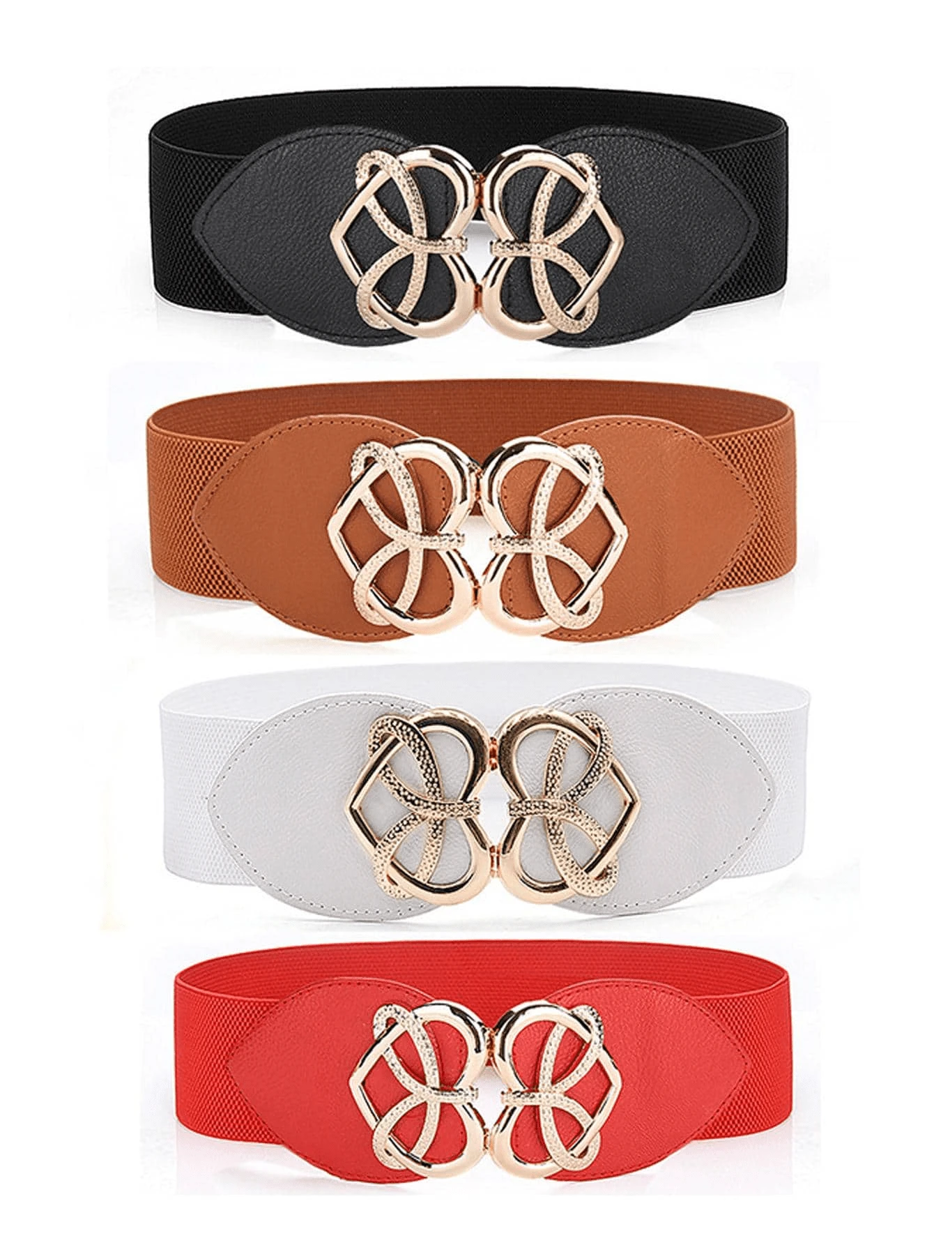 1pc/2pcs/3pcs/4pcs Elastic Waist Belt With Buckle Decor For Women Valentine's Day Valentines Summer, School Fall, Autumn, Halloween