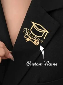 Broche personnalisée minimaliste en acier inoxydable avec nom, broche unique personnalisée pour tous les jours pour femmes, cadeau de graduation idéal pour la famille et les amis