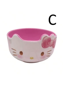 Sanrio 1PC/4PCS Mother's Day Pink Tableware Cute Kitty Soup Bowl Tableware Melamine Anti Drop Cartoon Shaped Rice Bowl,School Supplies