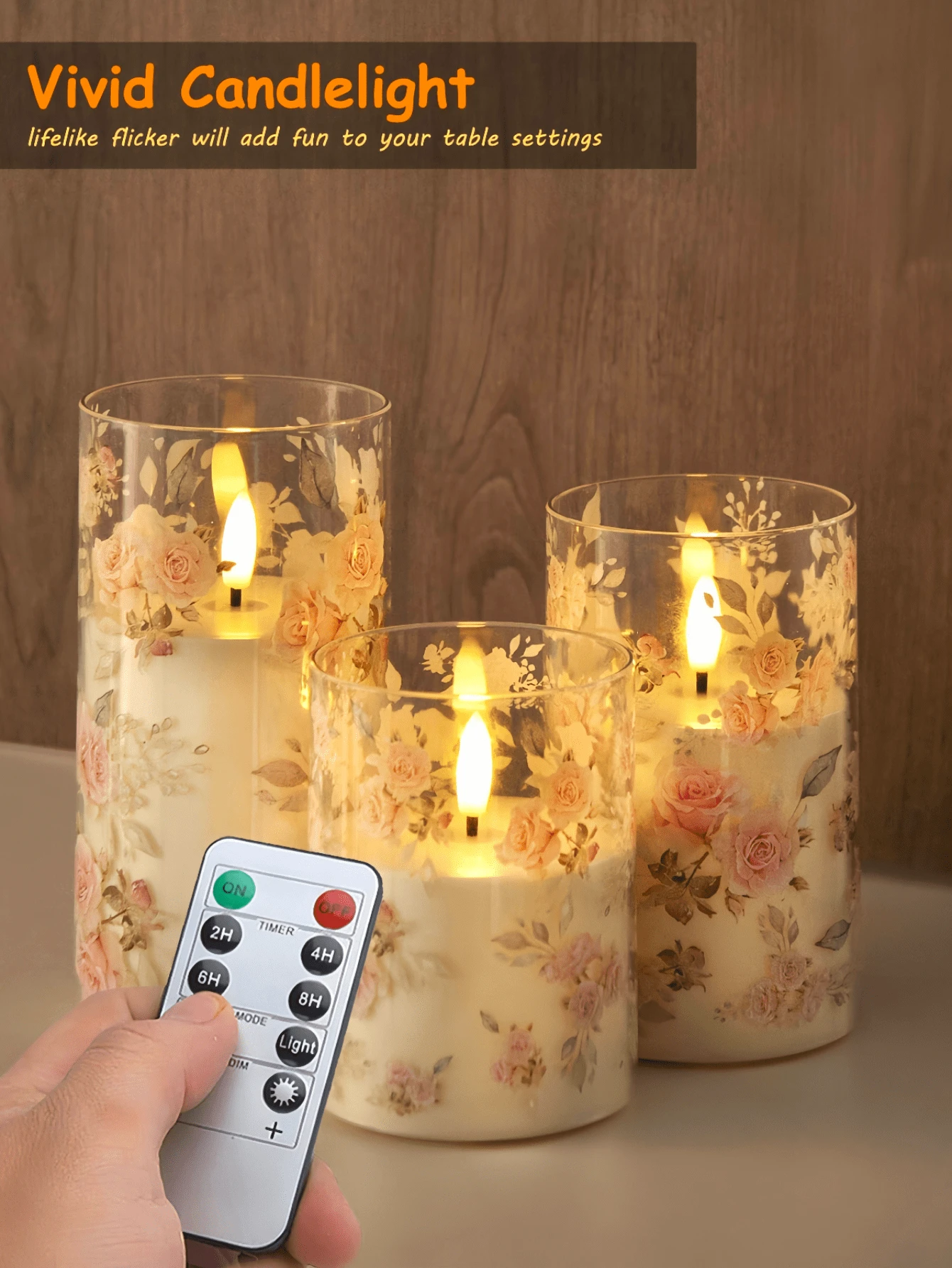 3 nến không ngọn lửa có điều khiển từ xa, nến chạy bằng pin có hẹn giờ, đèn nến LED hình hoa hồng, đèn trang trí không gian lãng mạn, nến LED điện tử không khói, thích hợp cho Giáng sinh, gia đình, đám cưới, sinh nhật, ngày lễ tình nhân, tiệc công ty