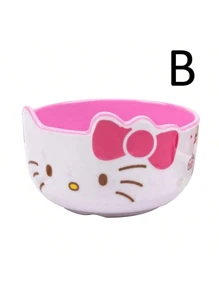 Sanrio 1PC/4PCS Mother's Day Pink Tableware Cute Kitty Soup Bowl Tableware Melamine Anti Drop Cartoon Shaped Rice Bowl,School Supplies