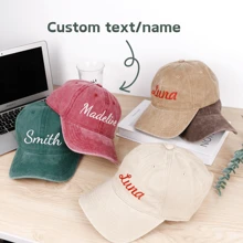 1 pièce Casquette en coton lavé avec broderie personnalisée, casquette lavée mode personnalisée, cadeau pour enterrement de vie de jeune fille, cadeau d'entreprise, casquette de baseball avec logo, casquette de célibataire, casquette de sororité, casquette de baseball unisexe