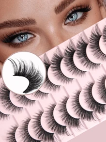 10 pares de pestañas de cómic, pestañas postizas de ojos de zorro y de gato, rizadas y esponjosas, pestañas de visón, extensiones de pestañas, efecto de maquillaje natural, adecuadas para maquillaje diario y maquillaje dramático, tiras de pestañas, pestañas, pestañas postizas