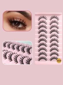 10 pares de pestañas de cómic, pestañas postizas de ojos de zorro y de gato, rizadas y esponjosas, pestañas de visón, extensiones de pestañas, efecto de maquillaje natural, adecuadas para maquillaje diario y maquillaje dramático, tiras de pestañas, pestañas, pestañas postizas