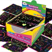 50 piezas de nuevas pinturas rascables DIY creativas, cuadernos de graffiti de colores deslumbrantes. Son juguetes estudiantiles y cuadernos de pintura rascable interesantes con encuadernación de espiral. Son adecuados como regalos para fiestas de cumpleaños, festivales y otras reuniones, Día de la Madre, regalo para mamá, regreso a la escuela, útiles escolares
