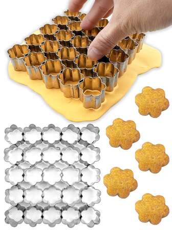 25pcs Plum Blossom & Heart & Fish Shaped Stainless Steel Cookie Cutter Mold, DIY Mini Biscuit Handmade Cookie Fondant Mold